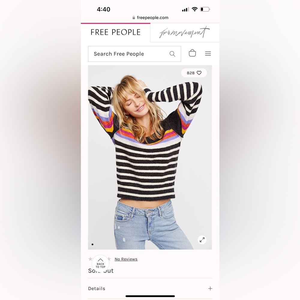 Free People Striped Sweater - Black, White, and Multicolor